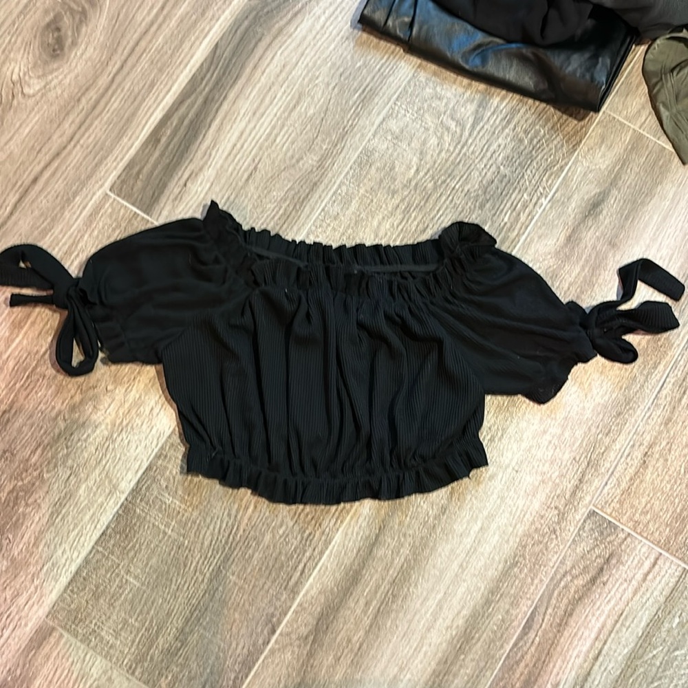 Ruffle off the shoulder crop top